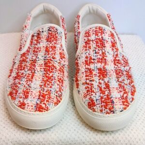 Diemme Leather and Tweed Slip On Sneakers Size EU 40 Color Red, Blue and White.